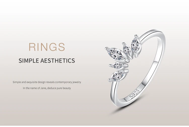 Ailmay Fashion 925 Sterling Silver Simple crown Finger Ring Elegant Clear Zircon Rings For Women Girls Party Accessories Jewelry