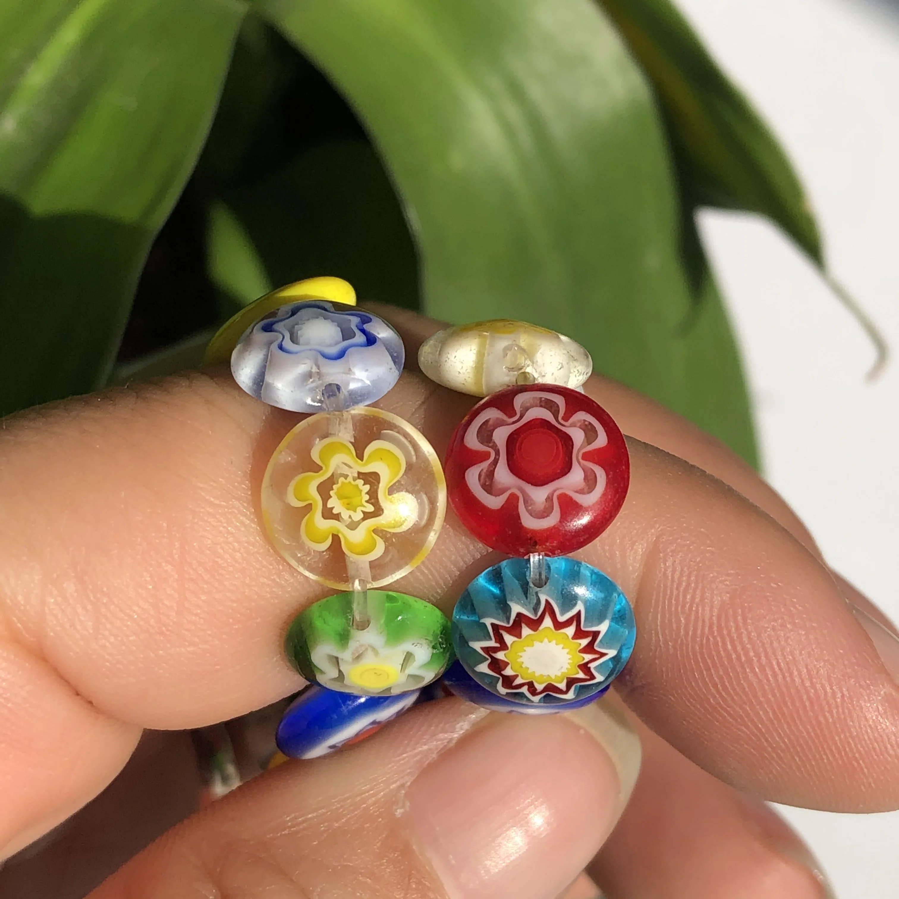 6/8/10mm Mixed Oblate Flower Lampwork Glass Beads Flat Round Rondelle Beads For Jewelry Making Necklace Bracelet DIY Accessories