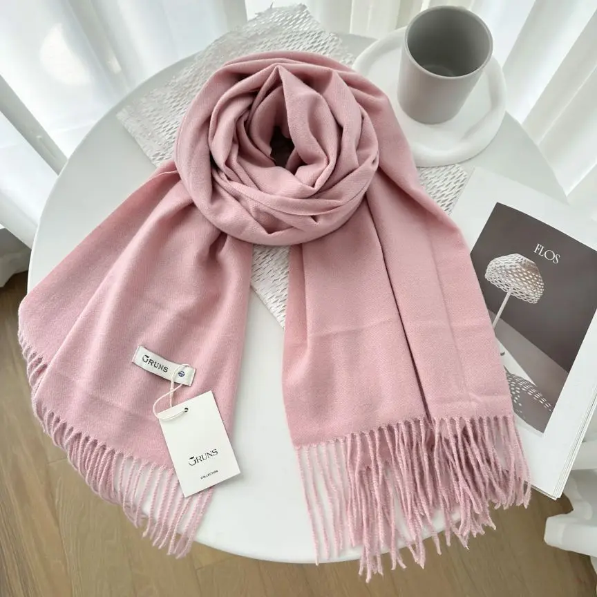 VISROVER New 32 Colors Woman Winter Scarf Fashion Female Shawls Cashmere Handfeeling Winter Wraps Solid Color Winter Hijab Scarf