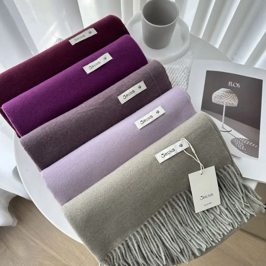 VISROVER New 32 Colors Woman Winter Scarf Fashion Female Shawls Cashmere Handfeeling Winter Wraps Solid Color Winter Hijab Scarf