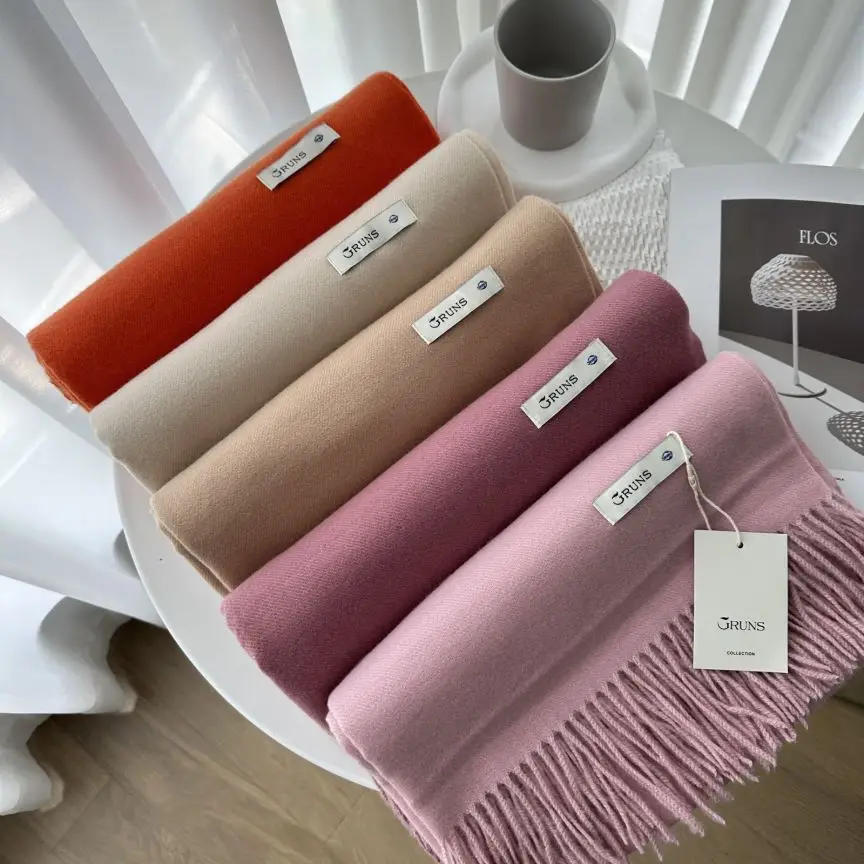 VISROVER New 32 Colors Woman Winter Scarf Fashion Female Shawls Cashmere Handfeeling Winter Wraps Solid Color Winter Hijab Scarf