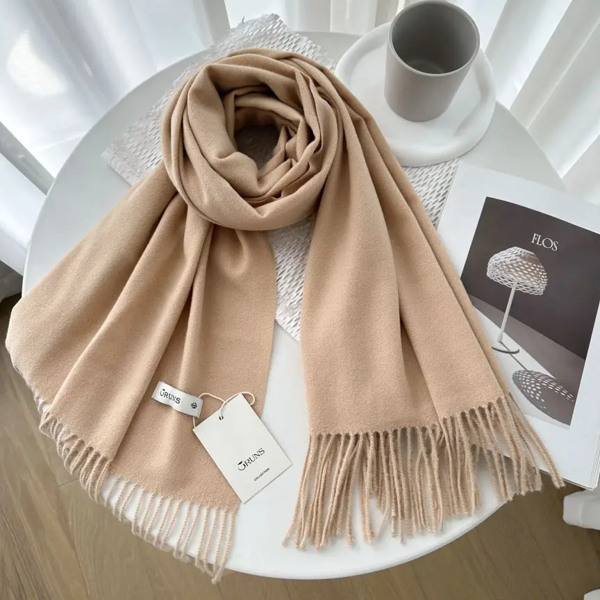 VISROVER New 32 Colors Woman Winter Scarf Fashion Female Shawls Cashmere Handfeeling Winter Wraps Solid Color Winter Hijab Scarf