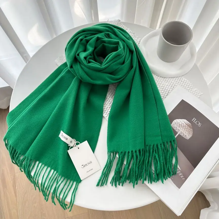 VISROVER New 32 Colors Woman Winter Scarf Fashion Female Shawls Cashmere Handfeeling Winter Wraps Solid Color Winter Hijab Scarf