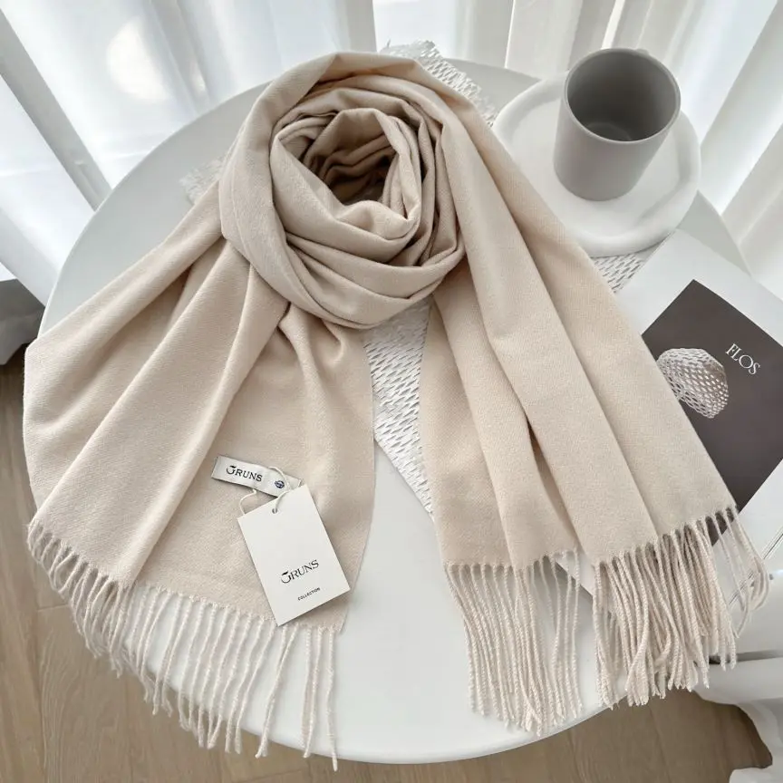 VISROVER New 32 Colors Woman Winter Scarf Fashion Female Shawls Cashmere Handfeeling Winter Wraps Solid Color Winter Hijab Scarf