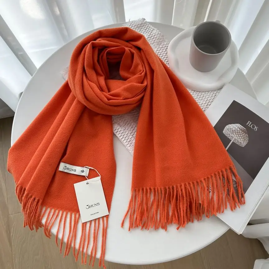 VISROVER New 32 Colors Woman Winter Scarf Fashion Female Shawls Cashmere Handfeeling Winter Wraps Solid Color Winter Hijab Scarf