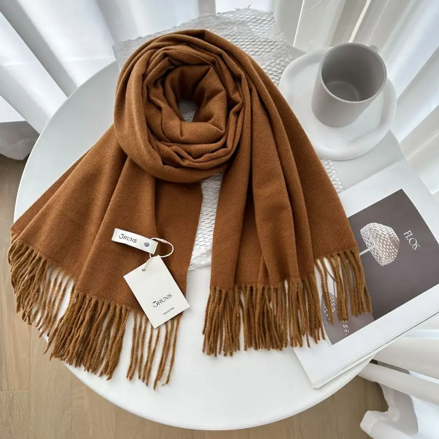 VISROVER New 32 Colors Woman Winter Scarf Fashion Female Shawls Cashmere Handfeeling Winter Wraps Solid Color Winter Hijab Scarf
