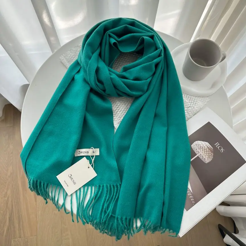 VISROVER New 32 Colors Woman Winter Scarf Fashion Female Shawls Cashmere Handfeeling Winter Wraps Solid Color Winter Hijab Scarf