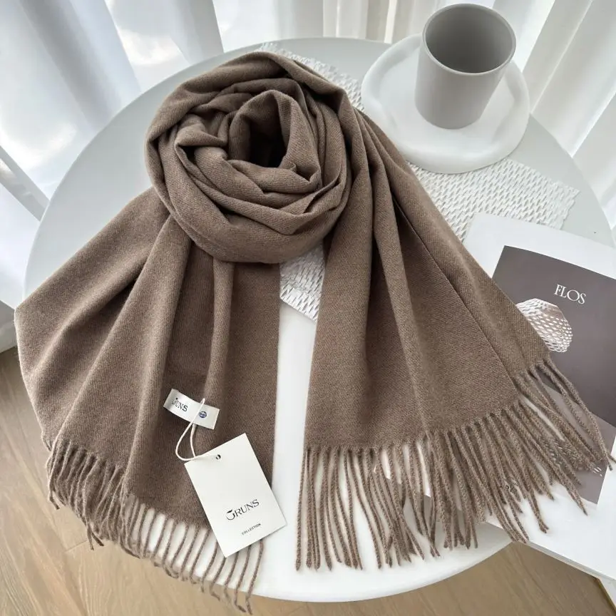 VISROVER New 32 Colors Woman Winter Scarf Fashion Female Shawls Cashmere Handfeeling Winter Wraps Solid Color Winter Hijab Scarf
