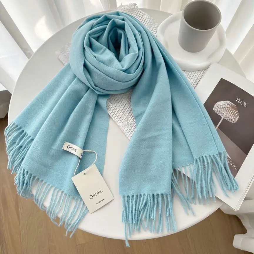 VISROVER New 32 Colors Woman Winter Scarf Fashion Female Shawls Cashmere Handfeeling Winter Wraps Solid Color Winter Hijab Scarf