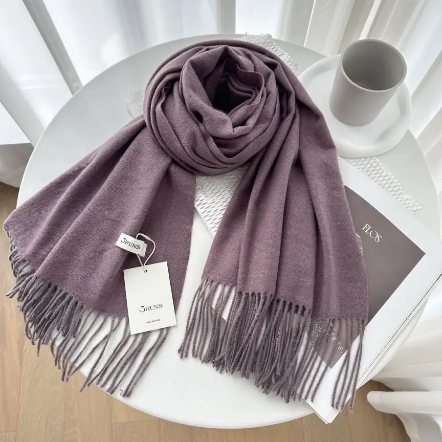 VISROVER New 32 Colors Woman Winter Scarf Fashion Female Shawls Cashmere Handfeeling Winter Wraps Solid Color Winter Hijab Scarf