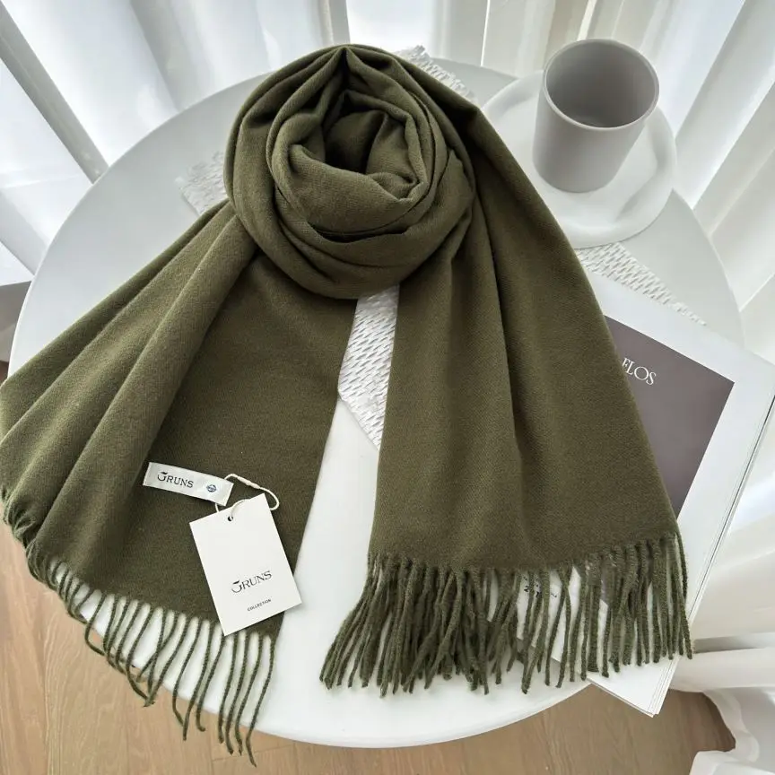 VISROVER New 32 Colors Woman Winter Scarf Fashion Female Shawls Cashmere Handfeeling Winter Wraps Solid Color Winter Hijab Scarf