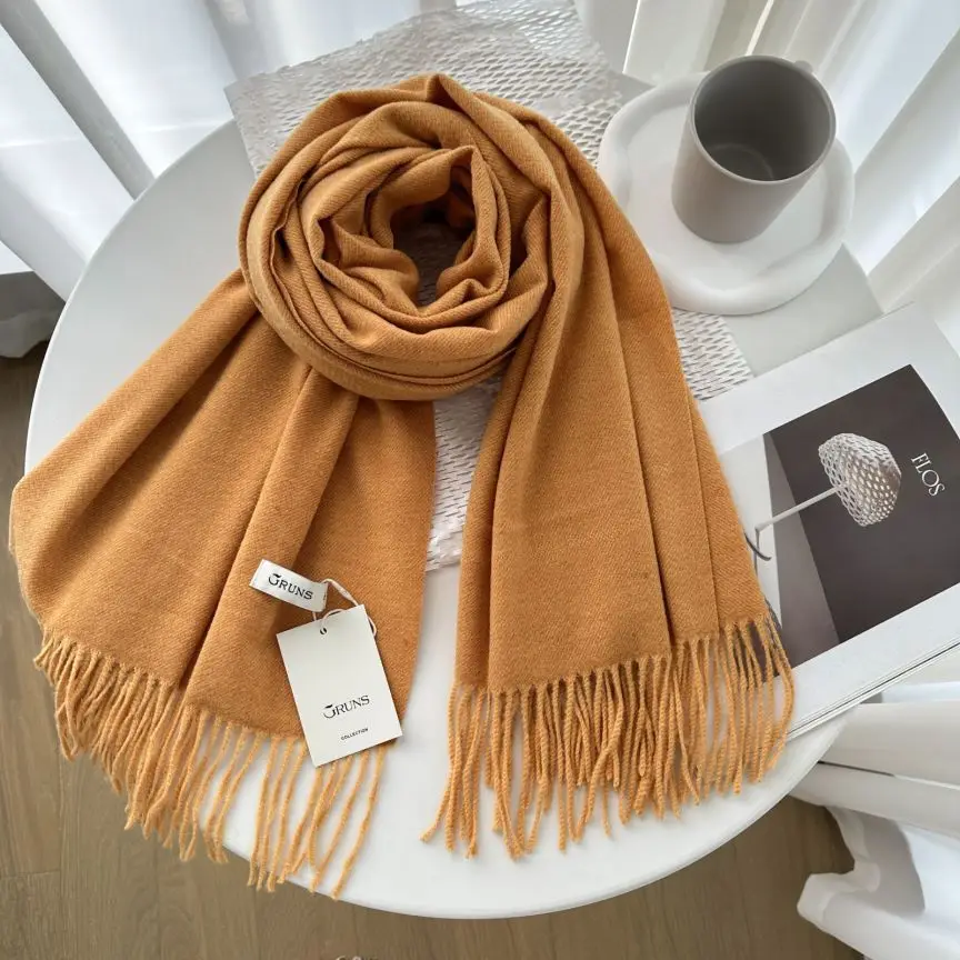 VISROVER New 32 Colors Woman Winter Scarf Fashion Female Shawls Cashmere Handfeeling Winter Wraps Solid Color Winter Hijab Scarf