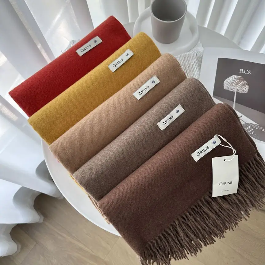 VISROVER New 32 Colors Woman Winter Scarf Fashion Female Shawls Cashmere Handfeeling Winter Wraps Solid Color Winter Hijab Scarf