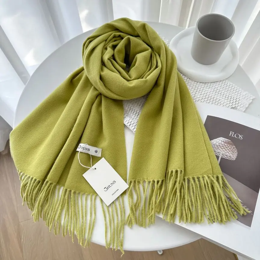 VISROVER New 32 Colors Woman Winter Scarf Fashion Female Shawls Cashmere Handfeeling Winter Wraps Solid Color Winter Hijab Scarf