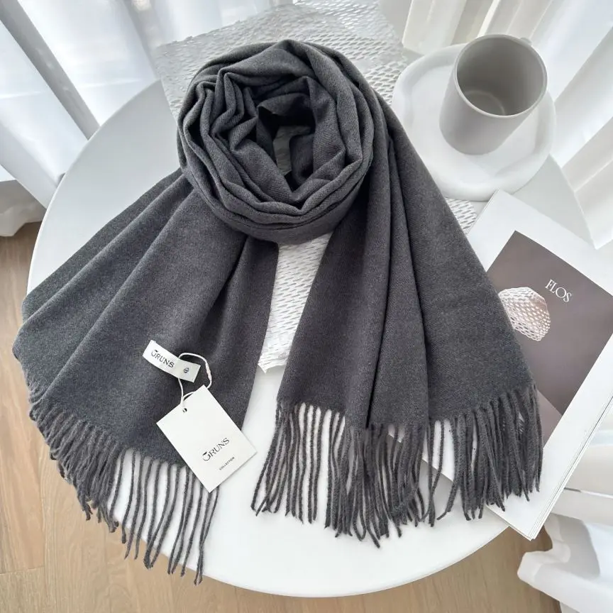 VISROVER New 32 Colors Woman Winter Scarf Fashion Female Shawls Cashmere Handfeeling Winter Wraps Solid Color Winter Hijab Scarf