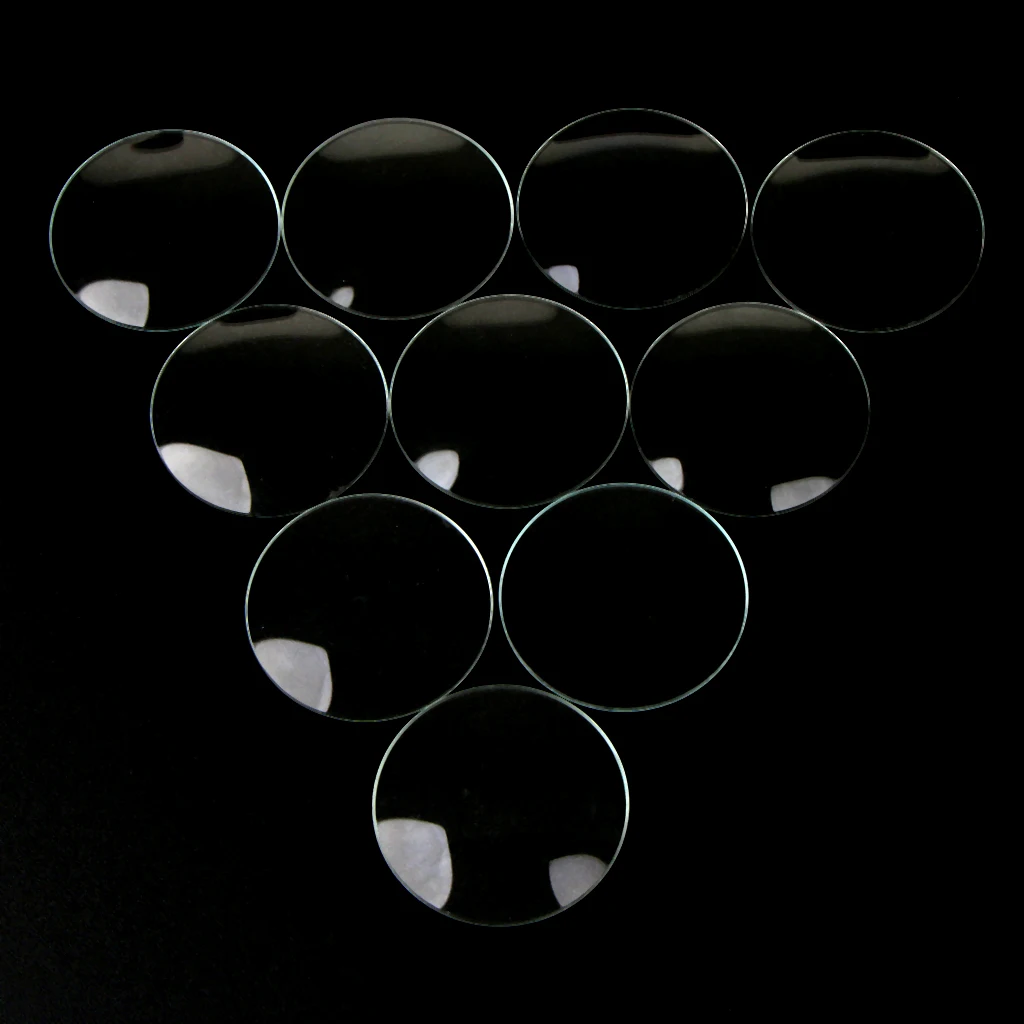 10pc 28/29/30/31/32/33mm Dia Double Convex Lens Watch Glass Watch Crystal Glass Transparent Flat Round Mineral Glass Replacemen