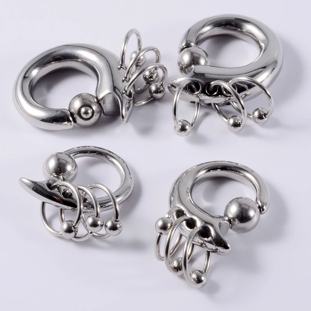 1PC Surgical Steel Lobster Closer Bead Ring Ear Weights Large Gauge Stretched Lobe Earrings New Style Ear Expander Women Jewelry
