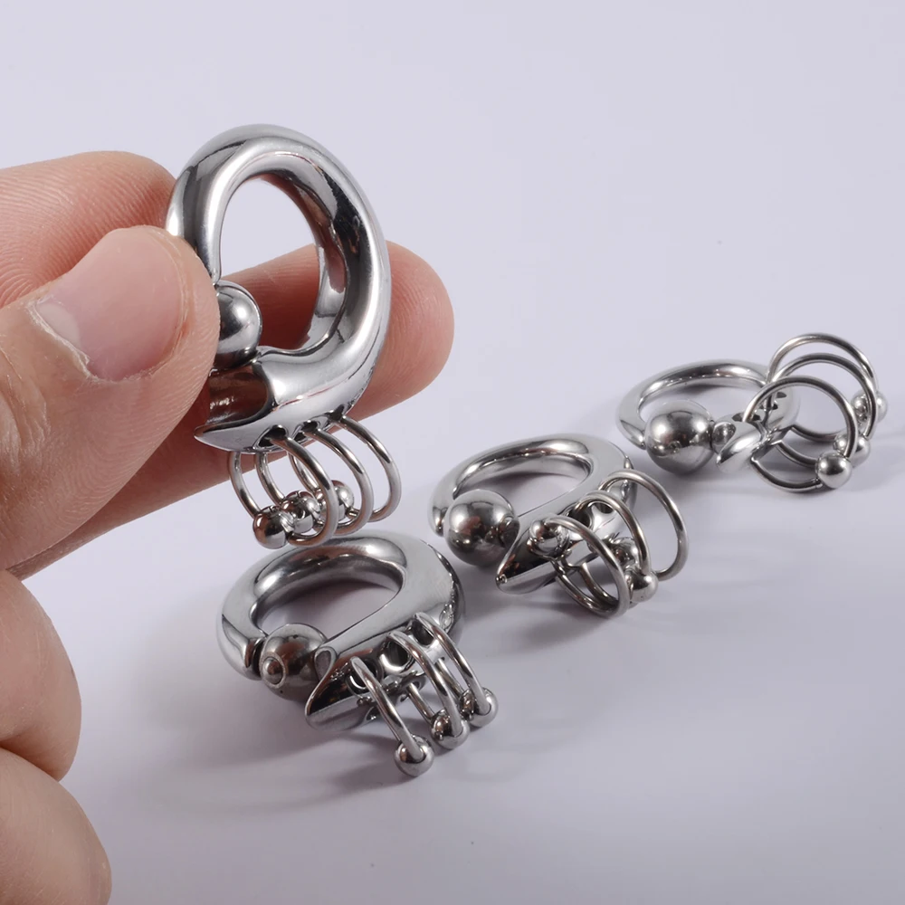 1PC Surgical Steel Lobster Closer Bead Ring Ear Weights Large Gauge Stretched Lobe Earrings New Style Ear Expander Women Jewelry
