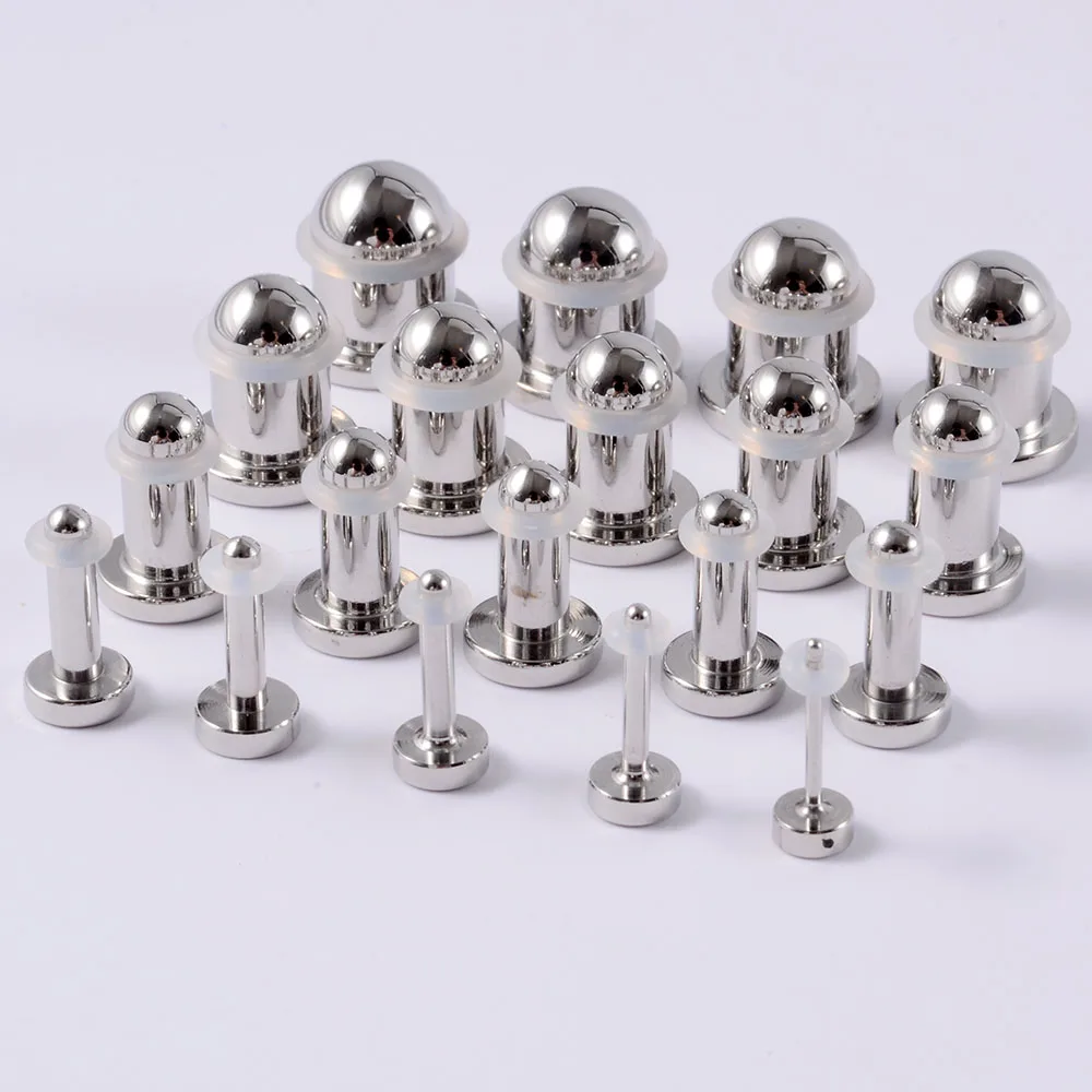 2pcs Surgical Steel Mirror Surface Cylinder Plugs Ear Gauges Expander Ear Tunnel Earring Double Flared Body Ear Piercing Jewelry