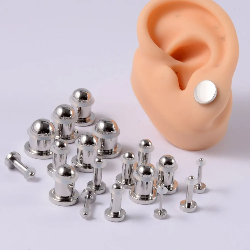 2pcs Surgical Steel Mirror Surface Cylinder Plugs Ear Gauges Expander Ear Tunnel Earring Double Flared Body Ear Piercing Jewelry