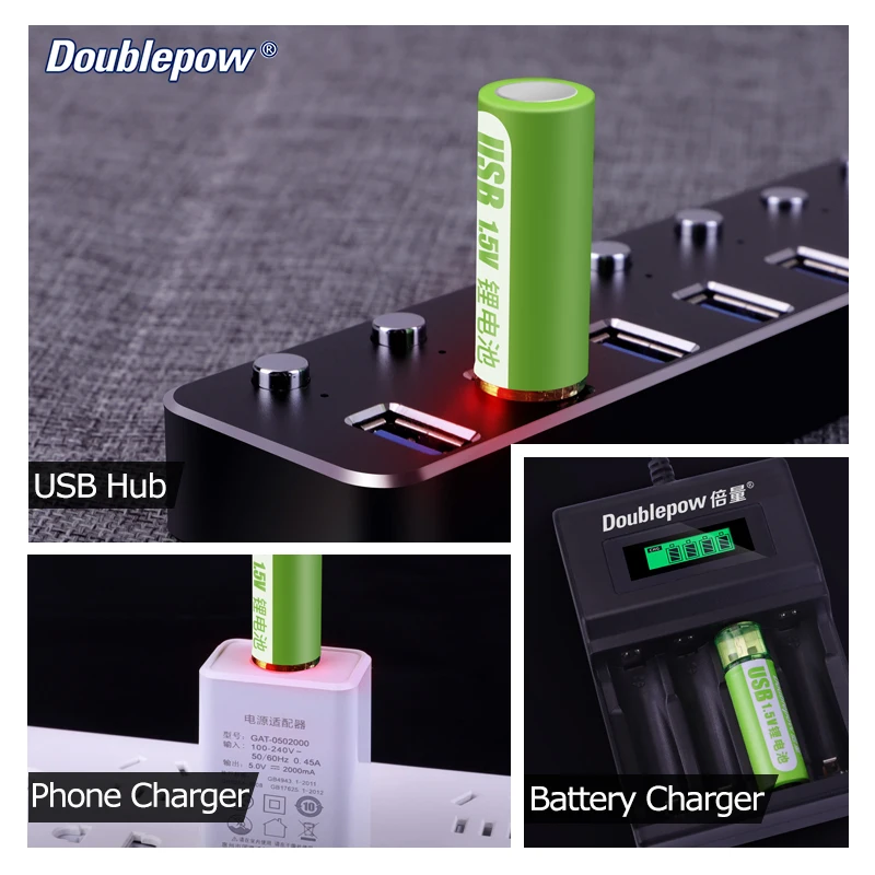 1.5V AA Battery 1400mWh/900mAh USB Rechargeable Li-ion Battery for Remote Control Mouse Small Fan Electric Toy Battery