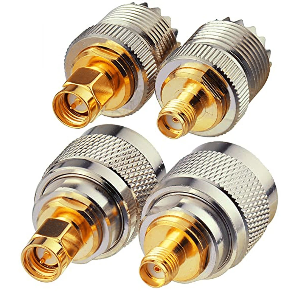 4 PCS/SET UHF Male Fmale PL259 SO239 to SMA Male Female Connector RF Coax Coaxial Adapter Kit