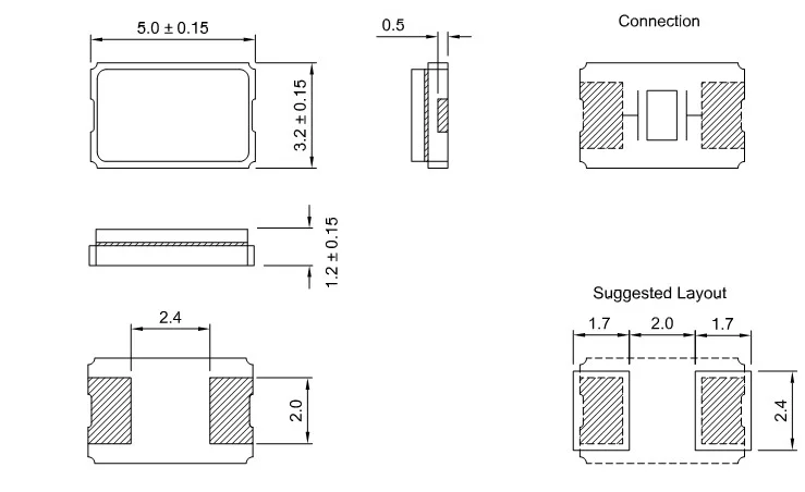10PCS/LOT 5032 Passive SMD Crystal Oscillator 2PIN Quartz 8Mhz 9.84375Mhz 10Mhz 11.0592Mhz 12Mhz 13.56Mhz 16Mhz 20Mhz 40Mhz