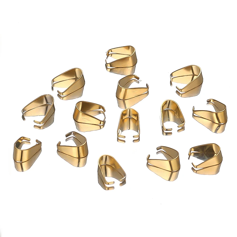50pcs Stainless Steel Clip Clasps Pendant Charms Buckle Connectors Bail Beads DIY Jewelry Findings Crafts Components Accessories
