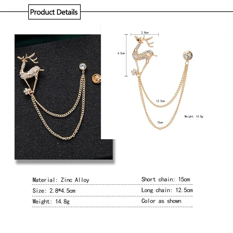 Fashion Vintage Men's Brooches Angel Wings Deer Wolf Cat Animal Brooch Pins Men And Women Skull Brooch Shirt Collar Pin Brooch