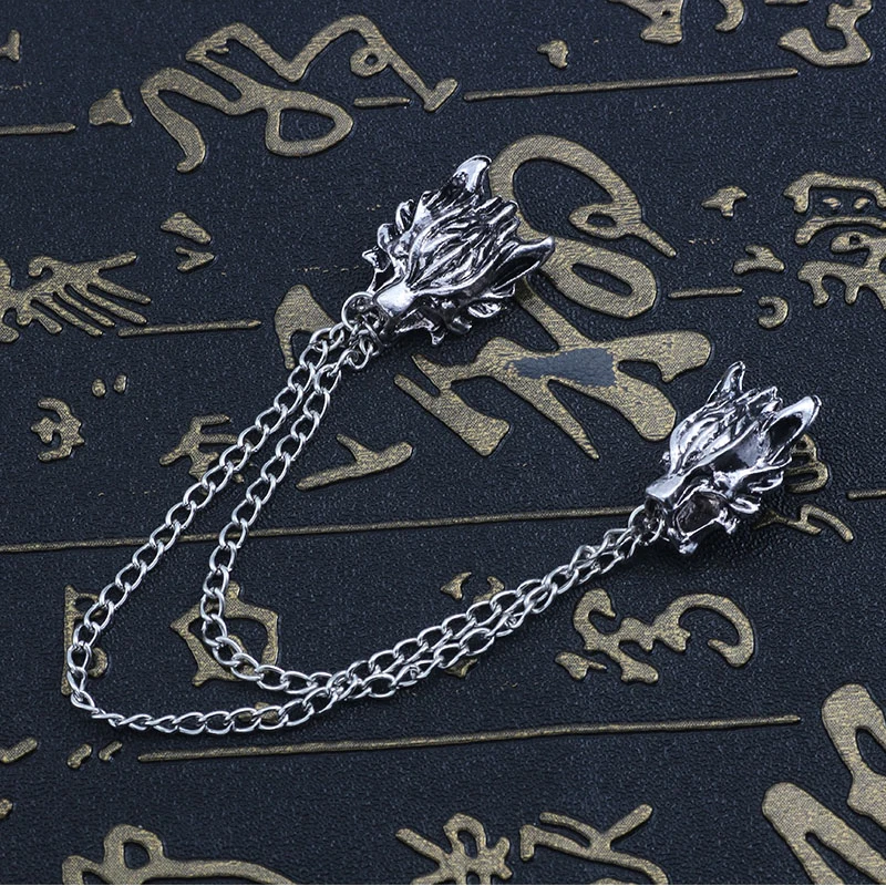 Fashion Vintage Men's Brooches Angel Wings Deer Wolf Cat Animal Brooch Pins Men And Women Skull Brooch Shirt Collar Pin Brooch