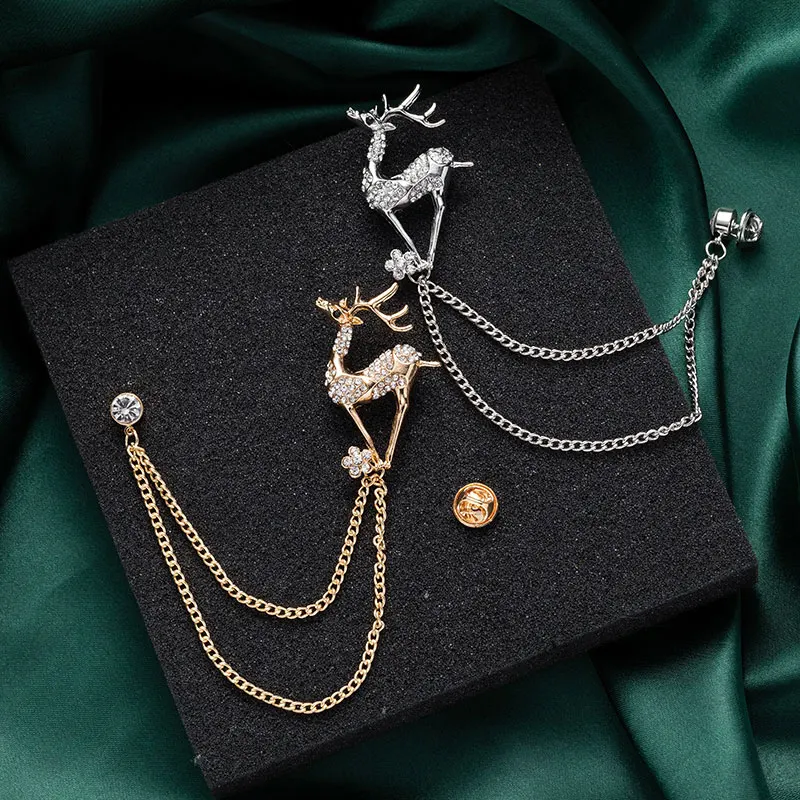 Fashion Vintage Men's Brooches Angel Wings Deer Wolf Cat Animal Brooch Pins Men And Women Skull Brooch Shirt Collar Pin Brooch
