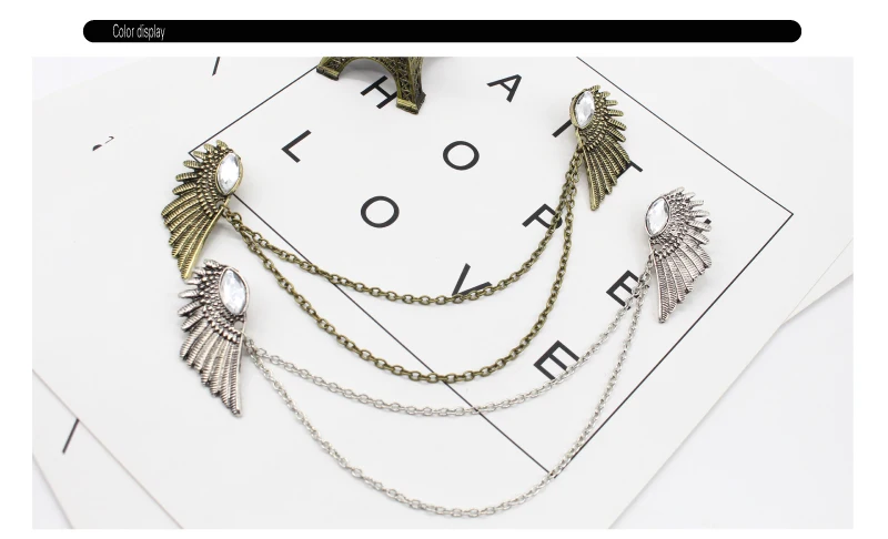Fashion Vintage Men's Brooches Angel Wings Deer Wolf Cat Animal Brooch Pins Men And Women Skull Brooch Shirt Collar Pin Brooch