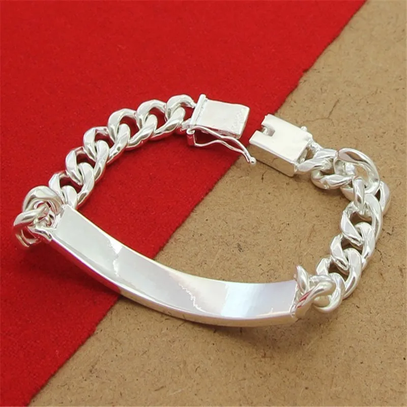 Hip Hop Men's 925 Sterling Silver Bracelet 10MM Cowhide Sideways Bracelet Bead Fashion Treasure Gift
