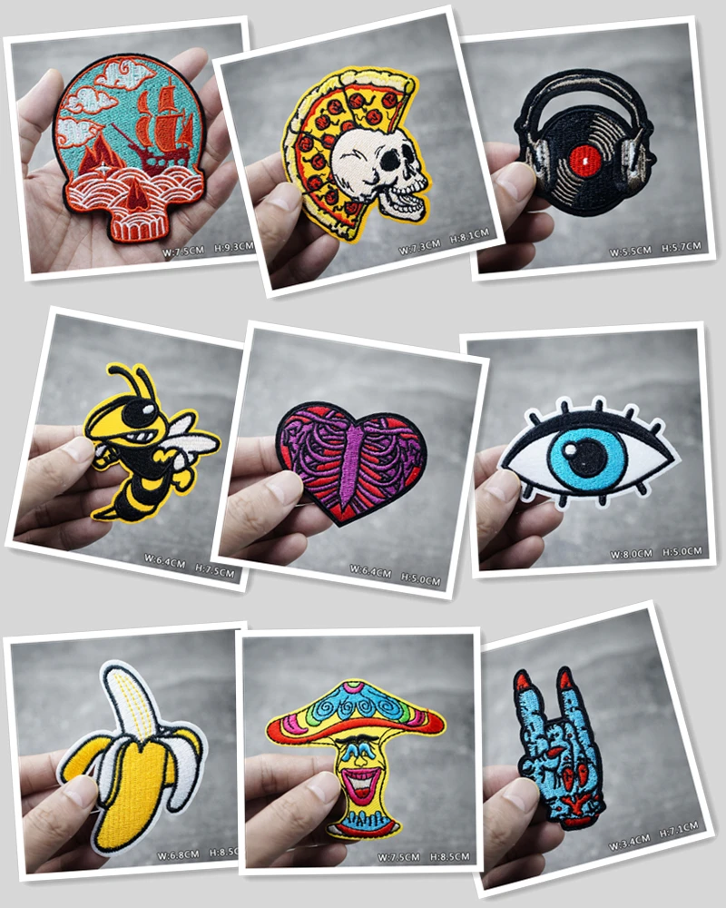 HEART EYE DIY Child Patches Embroidery For T-Shirt Iron On Appliques Clothes Jeans Stickers Badges Parche ROCK MUSIC PUNK