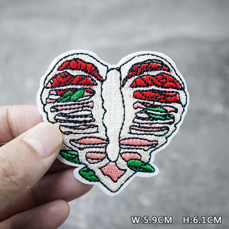 HEART EYE DIY Child Patches Embroidery For T-Shirt Iron On Appliques Clothes Jeans Stickers Badges Parche ROCK MUSIC PUNK