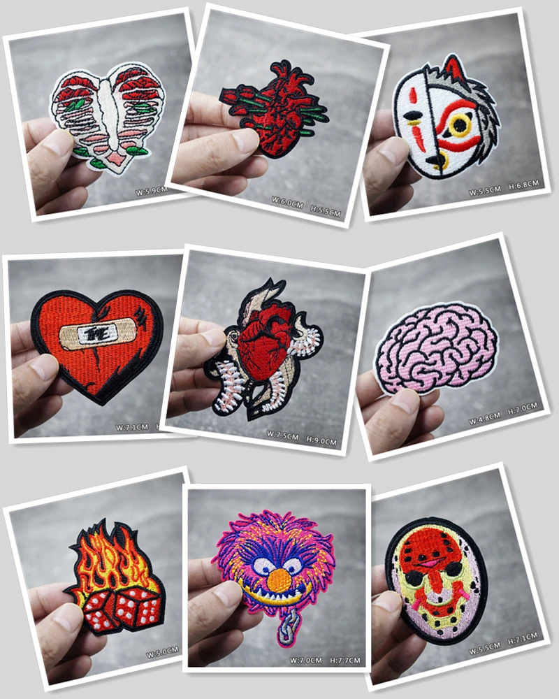 HEART EYE DIY Child Patches Embroidery For T-Shirt Iron On Appliques Clothes Jeans Stickers Badges Parche ROCK MUSIC PUNK