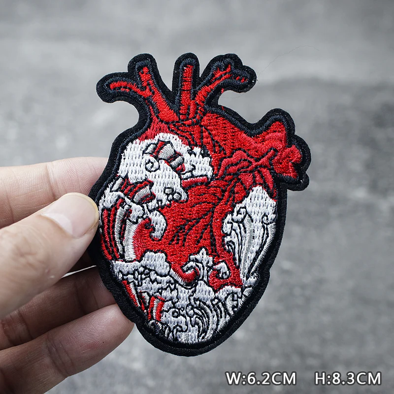 HEART EYE DIY Child Patches Embroidery For T-Shirt Iron On Appliques Clothes Jeans Stickers Badges Parche ROCK MUSIC PUNK