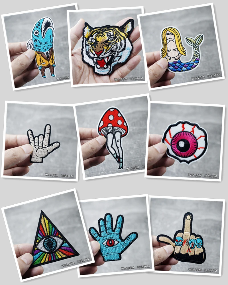 HEART EYE DIY Child Patches Embroidery For T-Shirt Iron On Appliques Clothes Jeans Stickers Badges Parche ROCK MUSIC PUNK