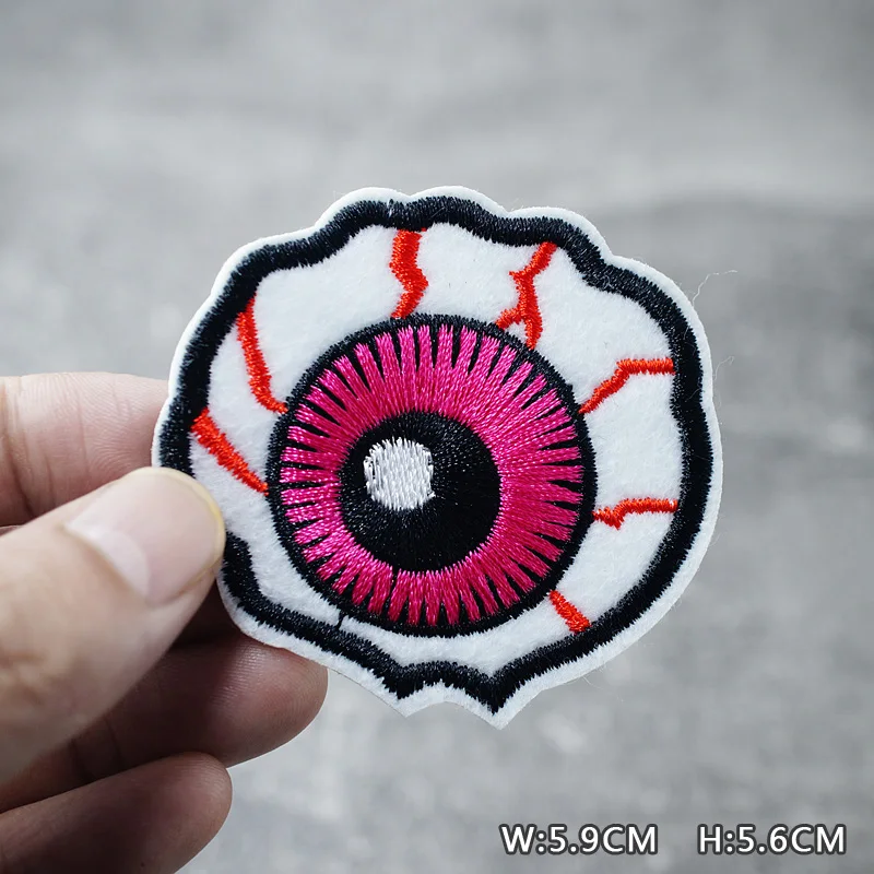 HEART EYE DIY Child Patches Embroidery For T-Shirt Iron On Appliques Clothes Jeans Stickers Badges Parche ROCK MUSIC PUNK