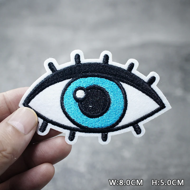 HEART EYE DIY Child Patches Embroidery For T-Shirt Iron On Appliques Clothes Jeans Stickers Badges Parche ROCK MUSIC PUNK