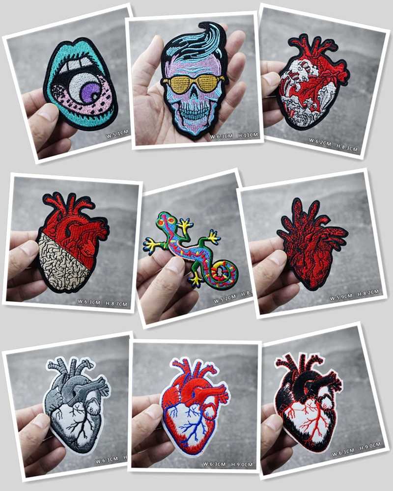 HEART EYE DIY Child Patches Embroidery For T-Shirt Iron On Appliques Clothes Jeans Stickers Badges Parche ROCK MUSIC PUNK