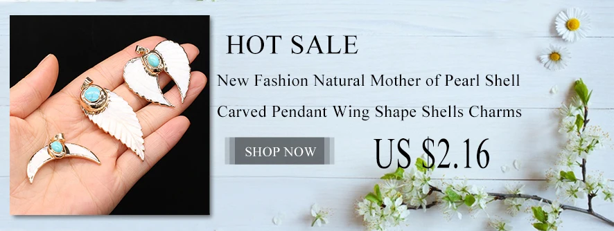 3PC Fashion Natural Shell Angel Wings Charms Black Mother of Pearl Shell Pendant for Women Necklace Earring Jewelry Making Gift