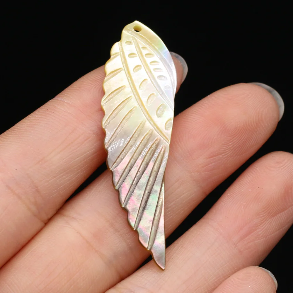 3PC Fashion Natural Shell Angel Wings Charms Black Mother of Pearl Shell Pendant for Women Necklace Earring Jewelry Making Gift