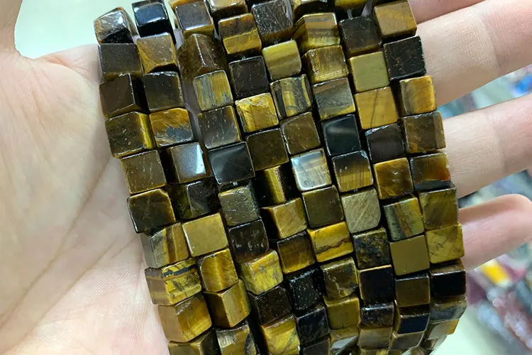 Wholesale 8*8mm Square Tiger Eye Turquoises Crystal Jades Natural Cube Stone Beads For Jewelry Making DIY Bracelet Accessories