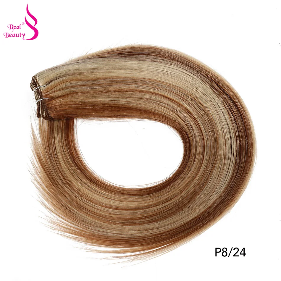 Real Beauty Straight Hair Weave Bundles 14"-28" Hight Ratio Remy Hair Extensions Platinum Blond Brazilian Brown Piano Color