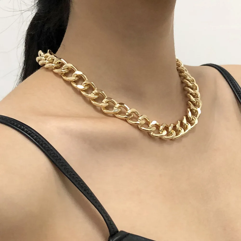 Retro Exaggerated Thick Chain Necklace Double Personality Chain Hip-Hop Neck Chain Choker Necklac Women Jewelry