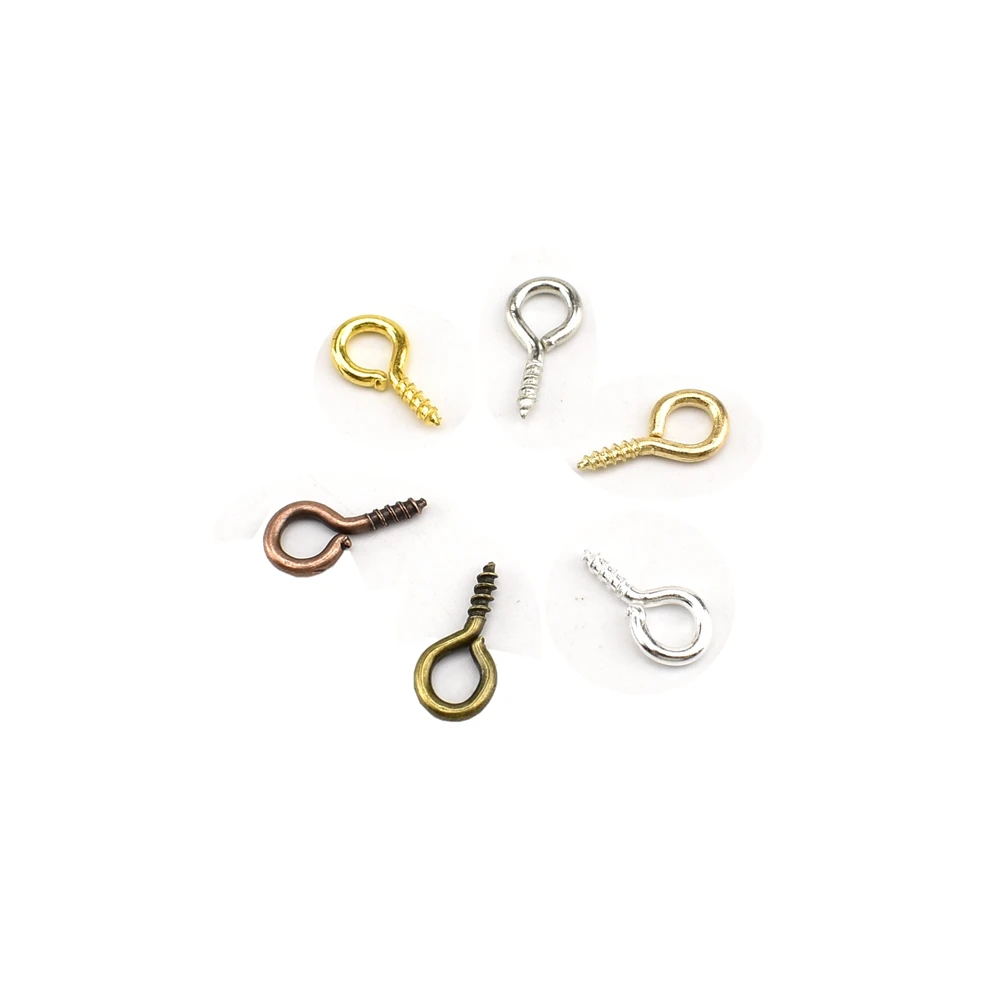 100-200Pcs/lot 4-6mm Screw Eye Pins Bails Charms Pendant Thread Eye Hooks Clasps For Jewelry Making Supplies