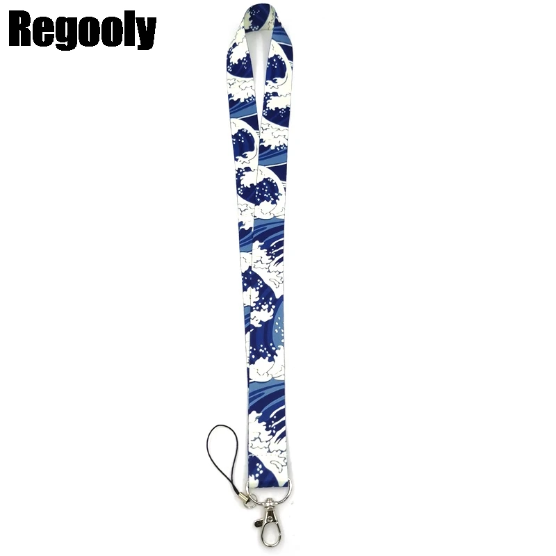 Vintage Kanagawa Hokusai Wave Lanyard Badge ID Mobile Phone Rope Key Lanyard Neck Straps Accessories webbings ribbons