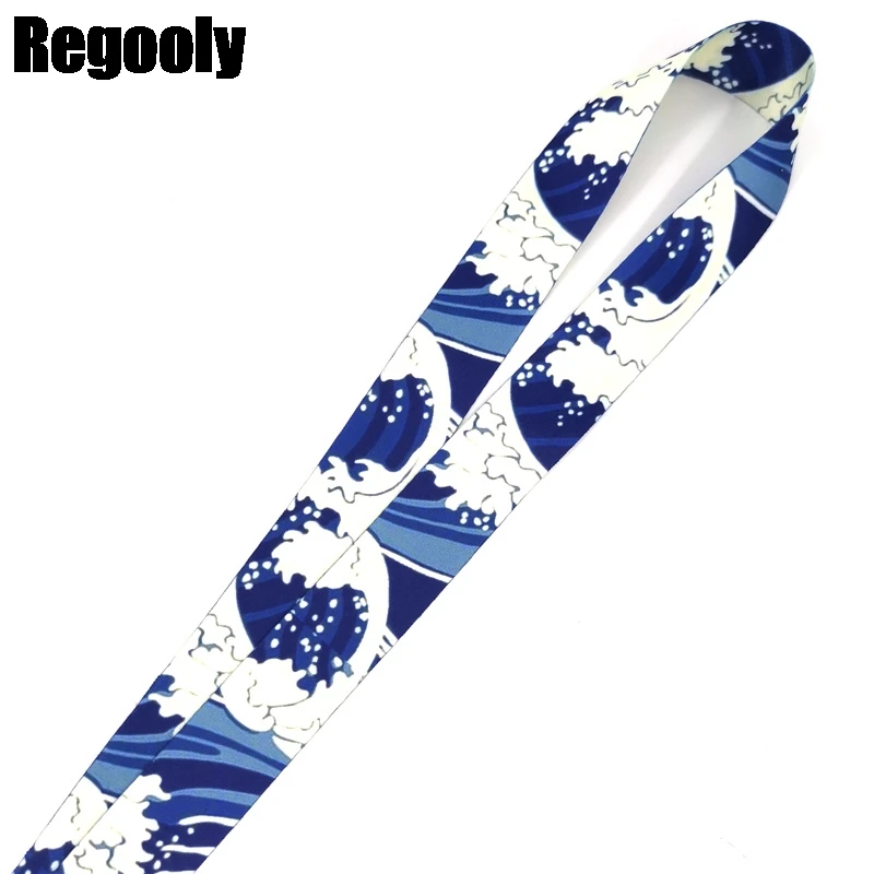 Vintage Kanagawa Hokusai Wave Lanyard Badge ID Mobile Phone Rope Key Lanyard Neck Straps Accessories webbings ribbons
