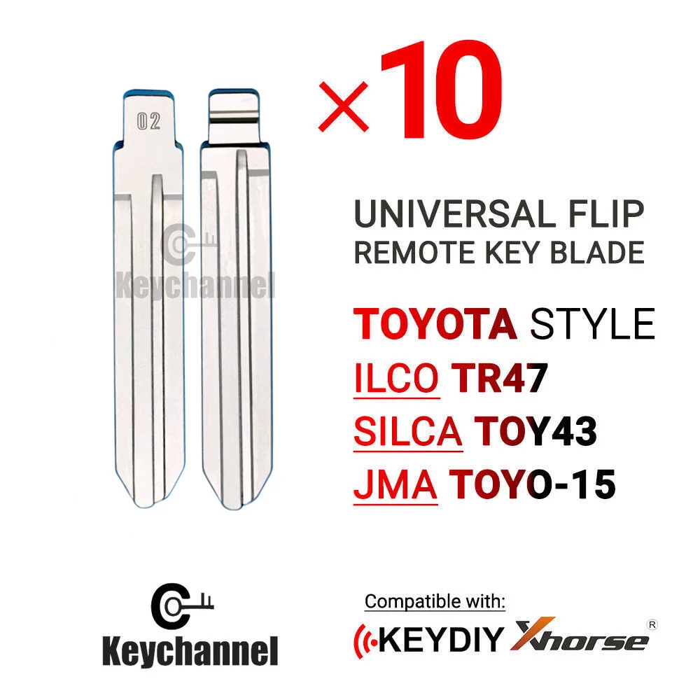 10PCS/lot Universal Car Key Blade TOY43 02# KD Flip Remote Blank for KD KEYDIY Xhorse for Toyota Camry Corolla Hilux RAV4